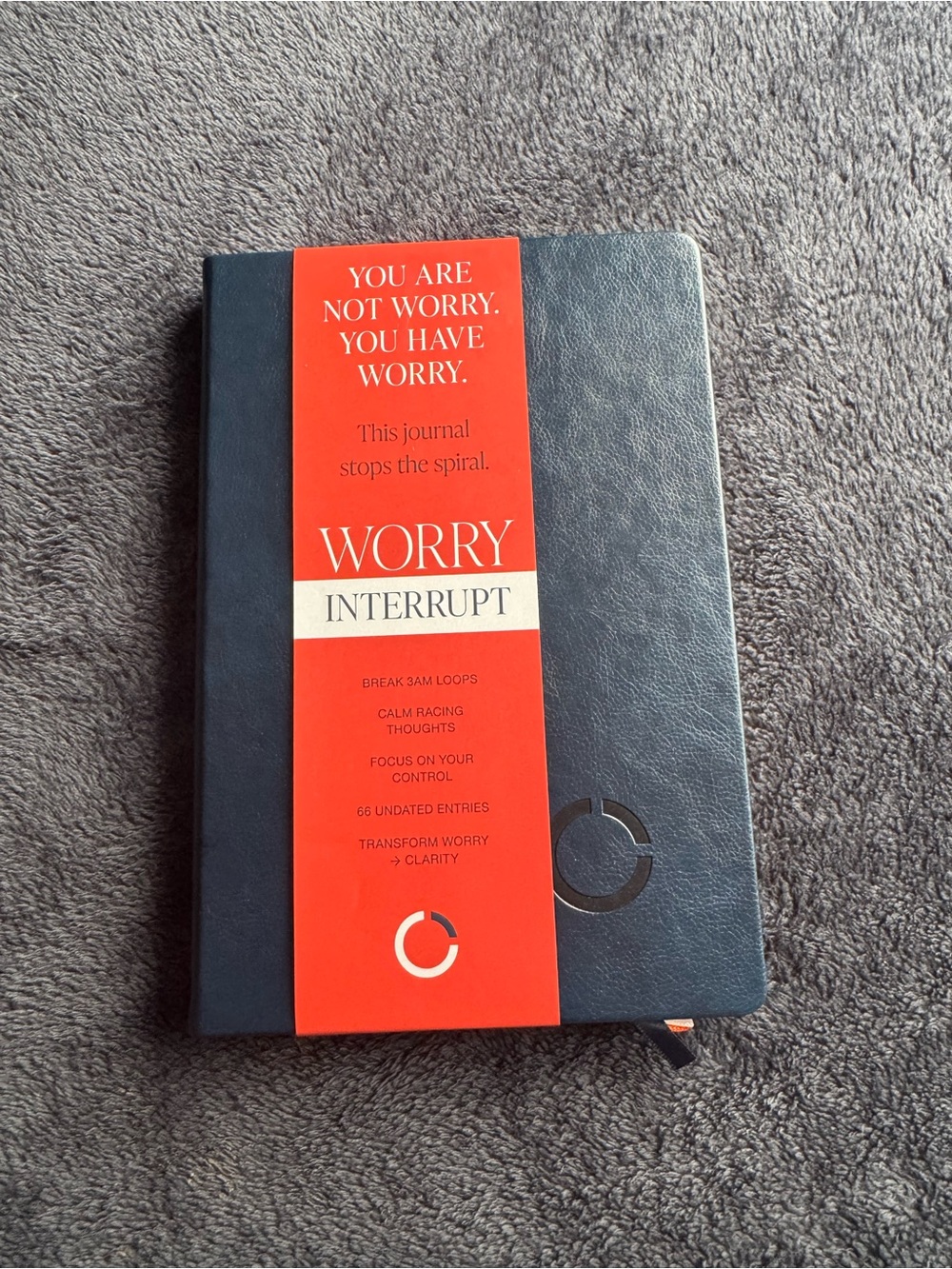 Worry Interrupt Guided Journal - Navy with Red Band
